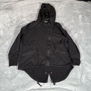 Blanc Noir Yolo Anorak Coat Jacket Womens S Oversized Long Fit Stretch Black